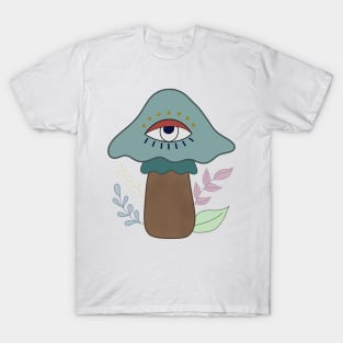 Third Eye Mushroom with flowers T-Shirt